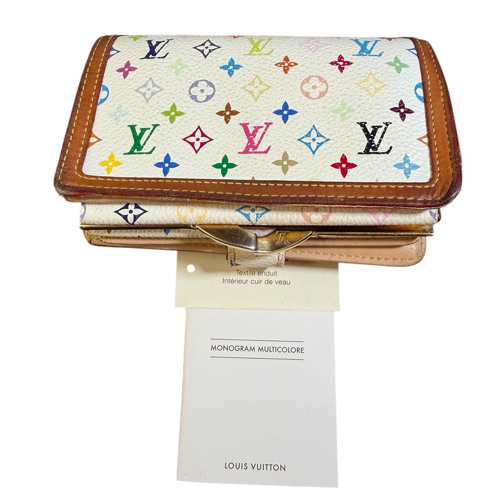 Louis Vuitton x Takashi Murakami White Monogram Multicolore French Wallet W COA - Picture 2 of 5